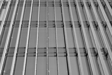 Abstract modern architecture with high contrast black and white tone. Architecture of geometry at glass window - monochrome.