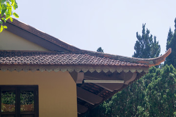 roof of an asian temple in the forest