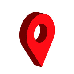 GPS icon map GPS red volumetric. Isometric GPS map pin vector icon on white background, vector