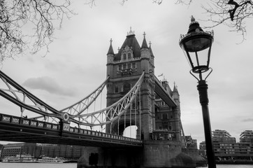 Fototapeta na wymiar London, England, February 15th, 2017: London Tower Bridge Black and White photo