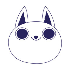 cute cat face cartoon character pets lineal design