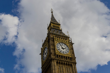 Fototapeta na wymiar London, England, February 20th, 2017: Big Ben with a cloudy sky