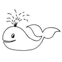 Hand drawn art whale coloring book. For children, for adults therapy, print t-shirts.