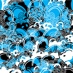 Stylish seamless pattern with scales. Abstract patterns. Scales, waves, clouds. Drawing by hand, children's drawing.
