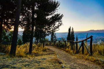 sunset from the woods of Auquisamaña in the city of La Paz