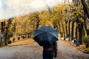man with umbrella in rain