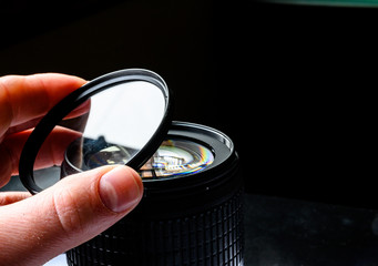 Lens UV filter clear cover used to protect glass