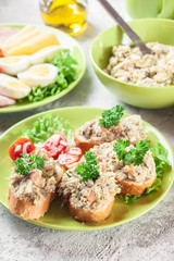 Sandwiches or baguette with paste