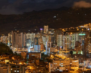 La Paz city, in the night