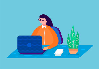 A business young woman working in a office.