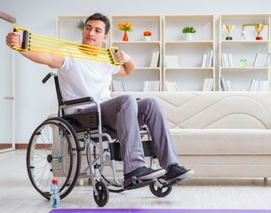 Disabled man recovering from injury at home