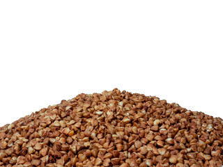 Some buckwheat isolated on white background. View from above