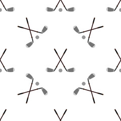 Colored flat sport golf clubs and balls seamless pattern