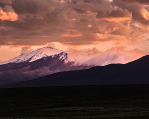 sunset in mountains, Sajama National Park