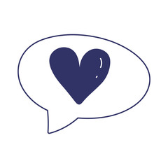 speech bubble heart love message cartoon cute line style
