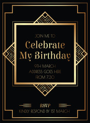 Geometric Art Deco Style Birthday Invitation Design