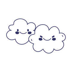 kawaii clouds sky weather character cartoon cute line style