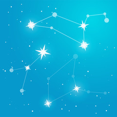 Vector Illustration on blue colors gradient backgroud with constellation of stars and soft light. Used for templates for web. Morning sky vector. Astrological concept © AlyceStrogaya