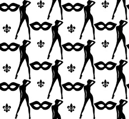 Black and white seamless wallpaper woman mask symbol