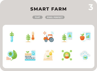 Fototapeta premium Smart Farm Flat Icons Pack for UI. Pixel perfect thin line vector icon set for web design and website application.