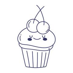 sweet cupcake cherry fruits menu restaurant cartoon food cute line style