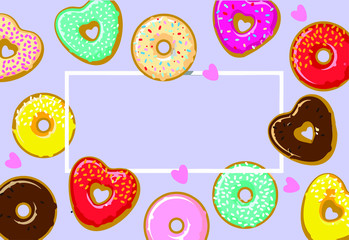 COLOR DONUTS ON THE BLUE BACKGROUND
