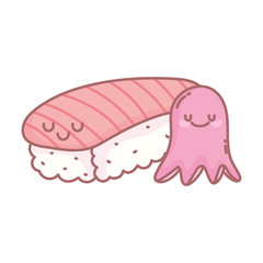 octopus and sushi tasty menu restaurant cartoon food cute