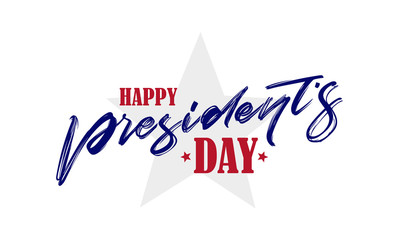 Fototapeta na wymiar Vector illustration: Calligraphic handwritten lettering composition of Happy Presidents Day with stars.