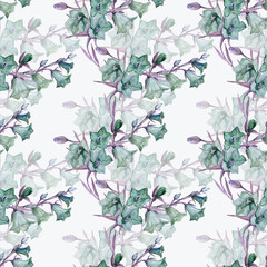 Watercolor bells. Pattern seamless. Image on white and color background.