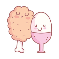 boiled egg and chicken roast restaurant menu food cute