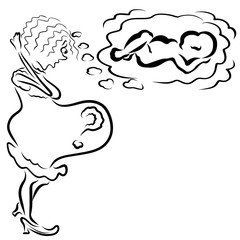 Soben woman with big belly thinks about baby