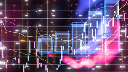 Business intelligence. Diagram - Graph Stock Trading, Investment dashboard