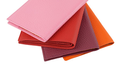 New leather multicolored wallets as texture samples