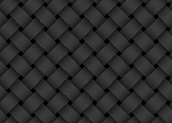 Black seamless pattern of braided bands. Vector dark background illustration.