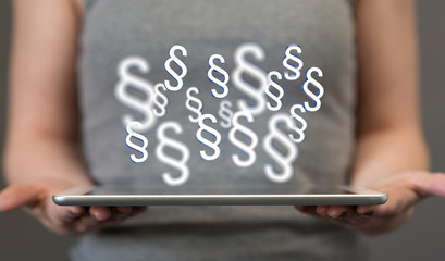 paragraph law sign digital in hand 3d