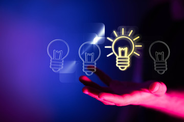 solution concept business idea lamp.