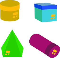 Set of various gift boxes with big ribbon and bow on it flat style design vector illustration isolated on white background. Wrapped present for holidays .gift box set oval and heart form