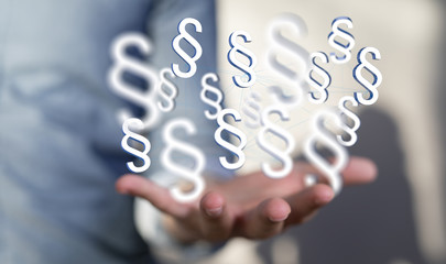 paragraph law sign digital in hand 3d