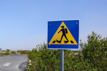 Funny road sign "Divers crossing"