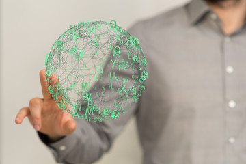 cloud connected to many objects on a virtual screen.