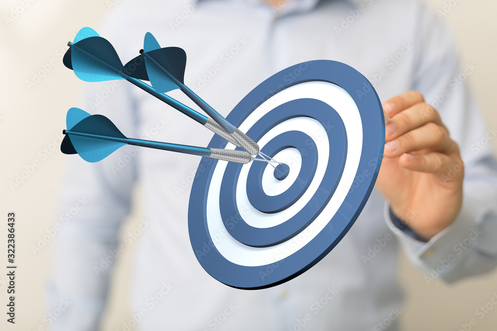 Poster dart target arrow hitting on bullseye which is the ultimate goal that everyone wants.