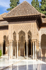 Courtyard of the Lions in the Alhambra Granada, Spain