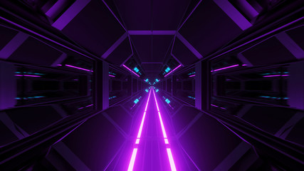 3d illustration background wallpaper with space hangar tunnel corridor with glowing light bottom graphic artwork