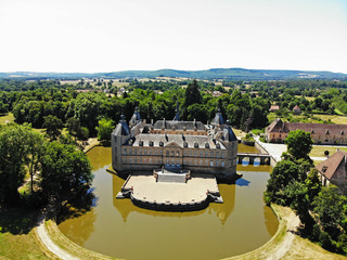 Fototapeta na wymiar Aerial view of Château de Sully, Bourgogne