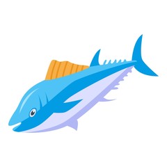 Ocean tuna fish icon. Isometric of ocean tuna fish vector icon for web design isolated on white background