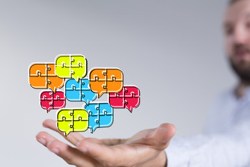 Empty speech bubble hands feedback communication..