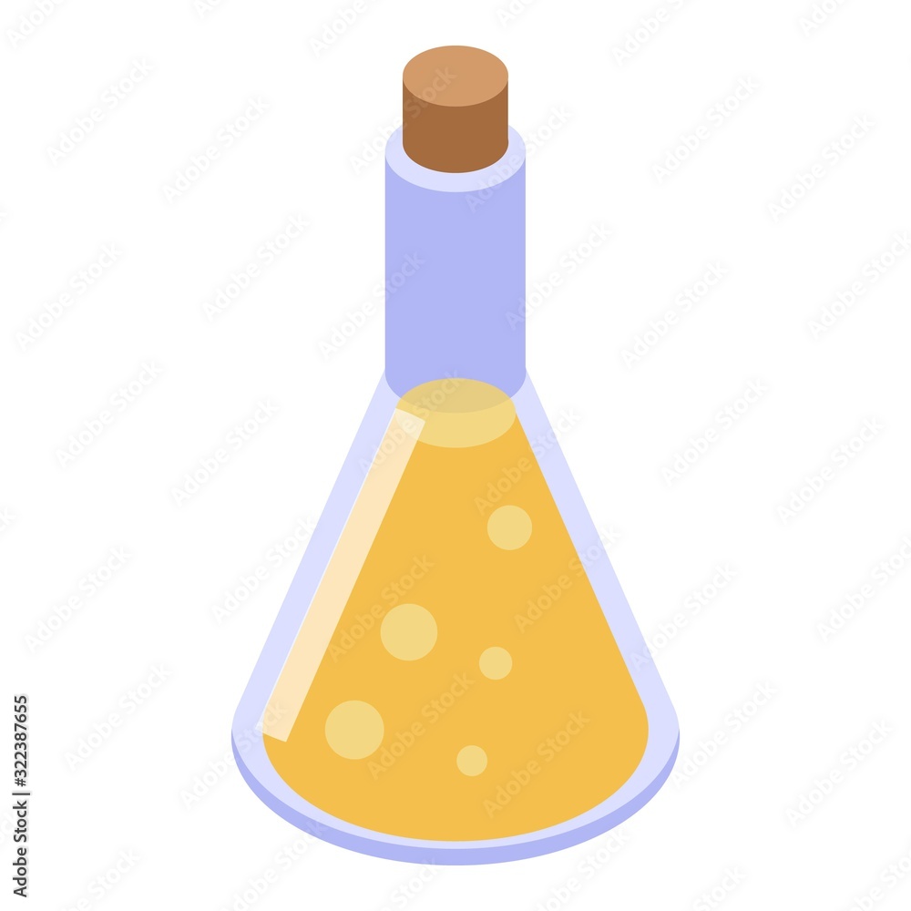 Poster flask potion icon. isometric of flask potion vector icon for web design isolated on white background