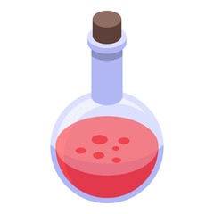 Round red potion icon. Isometric of round red potion vector icon for web design isolated on white background