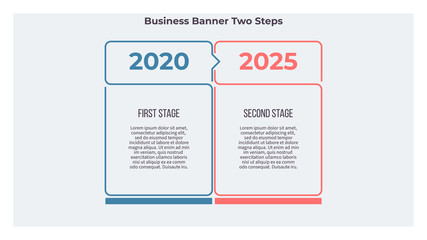 Business infographic. Banner with 2 steps, options. Vector template.