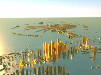a Dubai city 3d map. 3d render